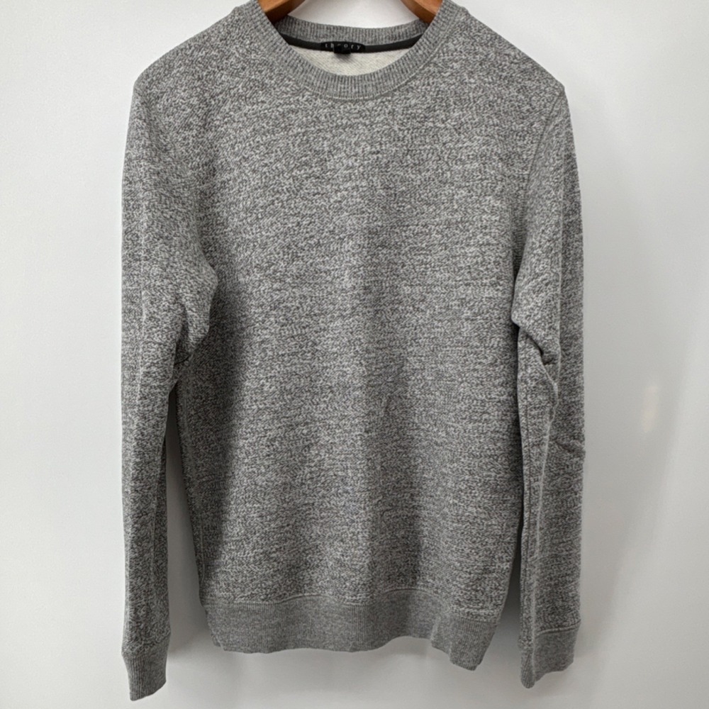 Theory Men M Gray Tight-Knit Crewneck Sweatshirt Modal‎ Blend Peru F0599550 Lux
